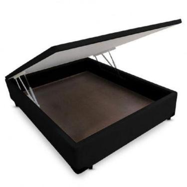 Imagem de Cama Box com Baú Casal Base Box Baú Suede 138x188 Madeira Preto