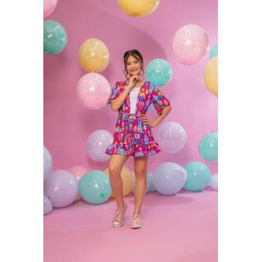 Imagem de Conjunto Infantil Menina Kimono + Regata e Shorts Marias - Roxo - 08, 