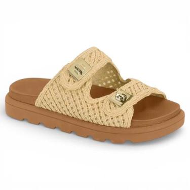 Imagem de Sandália Papete Vizzano Feminina Palha Confortável Casual, Natural, 35