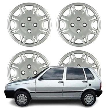 Imagem de Jogo Calota Aro 13 Fiat Uno Smart 2001 Cubo Baixo Prata - Grid Calotas