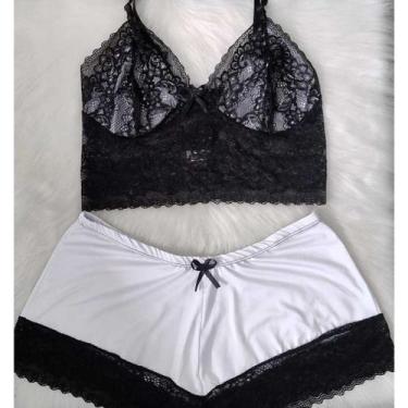 Imagem de Baby Doll Cropped Plus Size 36 ao 52 Sexy com Renda - Sem marca, Branc