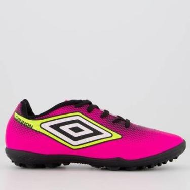 Imagem de Chuteira Umbro Cannon Society Juvenil Rosa Fluorescente-Unissex