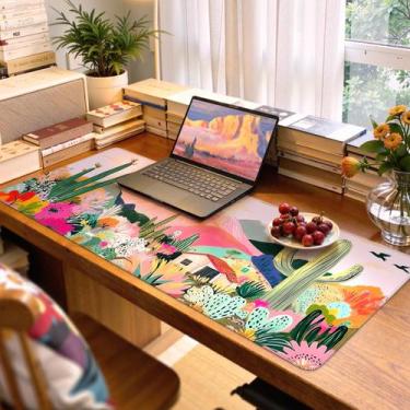 Imagem de Mouse pad para jogos iCasso Large Waterproof 90x40cm Cactus