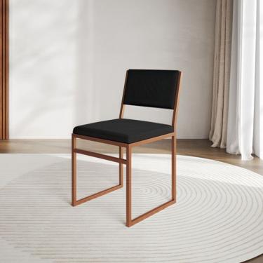 Imagem de Cadeira de Jantar Industrial Isa Veludo Base Cobre para Mesa Sala Cozinha Reforçada - C...