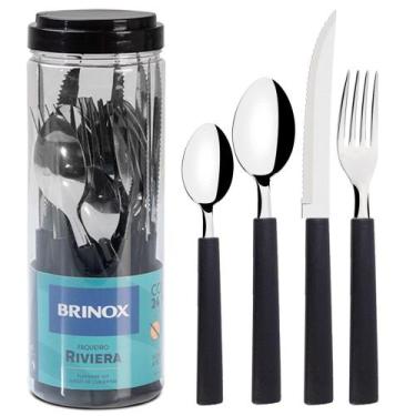 Imagem de Faqueiro Brinox 24 Peças Riviera Lâminas em Aço Inox - Preto