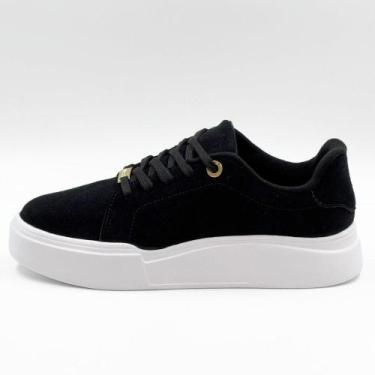 Imagem de Tênis Moleca Flatform Casual em Camurça Feminino, 36, Preto