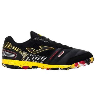 Imagem de Chuteira de Society Joma Mundial Couro Natural, Preto, Amarelo, 41
