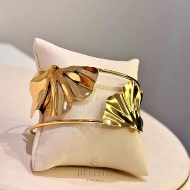 Imagem de Bracelete de folhas duplas banhado em ouro 18k - Beloto Semijoias