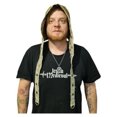 Imagem de Gorro Medieval Duas Cores Ilhoses Suede Scuba Verde E Cinza - Tenda Me