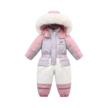 Imagem de Macacão Infantil De Inverno Quente E Impermeável Com Capuz Para Esqui,