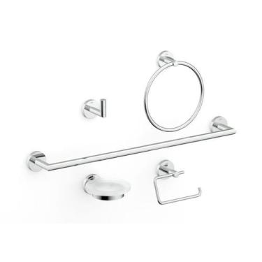 Imagem de Kit Acessorios 5 Pcs N. City 60cm x 22cm x 5,5cm Cinza/Cromado Celite