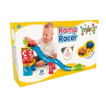 Imagem de Super Pista Maral Ramp Racer 28 Peças 2 Carrinhos Corrida Aventura Inf