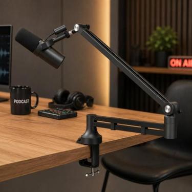 Imagem de Braço Articulado Low Profile P/ Microfone SM7B MV7 AT2020 BM800  Ajust
