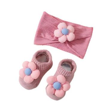 Imagem de Conjunto De 3 Peças Para Bebê Menina: Faixa De Cabelo E Meias De Nylon