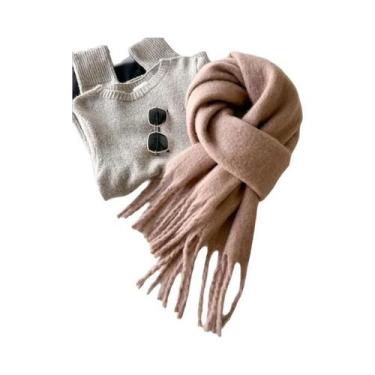 Imagem de Cachecol Feminino De Inverno Quente E Grosso, Pashmina De Cor Sólida C