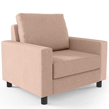 Imagem de Poltrona Decorativa Para Sala De Estar E Recepção Malta L02 Linho Rosê - Lyam Decor