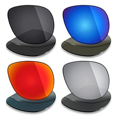 Imagem de Mryok 4 pares de lentes polarizadas de substituição para óculos de sol elétricos Hoodlum – Stealth Black/Fire Red/Ice Blue/Silver Titanium