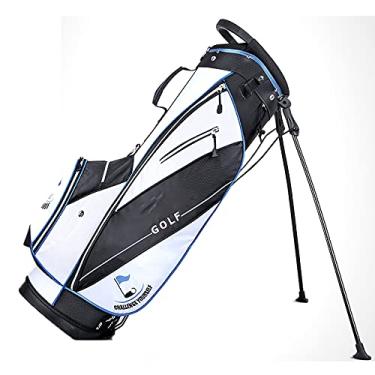 Imagem de Yajun Bolsa masculina feminina para suporte de golfe, portátil, ultraleve, impermeável, bolsa para bagageiro de golfe, alça de ombro, pacote de viagem com 14 bolsos, preto-azul