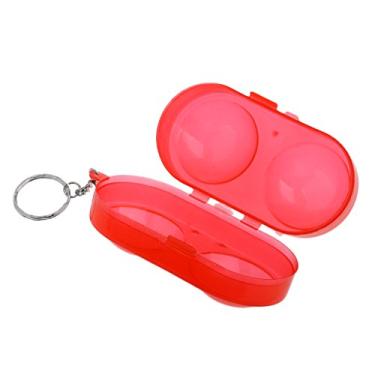 Imagem de Simhoa Caixa de armazenamento Pong Ball 2 bolas com chaveiro acessórios de tênis de mesa - vermelho, 9 x 4,5 cm