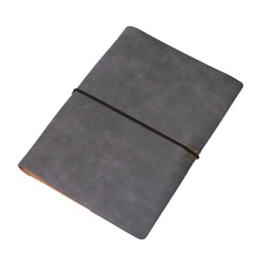 Imagem de Capa de livro de couro pu caderno espiral a5 planejador organizador caderno diário de viagem diário de viagem 6 argolas papelaria, cinza, 2 peças