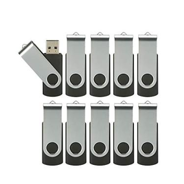 Imagem de Alihelan Pen Drive de 4 GB, pacote com 10, pen drives USB 2.0 para armazenamento de dados, preto