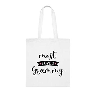 Imagem de Sacola Grammy, sacola Grammy mais amada, presente Grammy, bolsa de ombro Grammy, bolsas reutilizáveis Grammy, cesta de Natal de aniversário, ideia de presente, Branco
