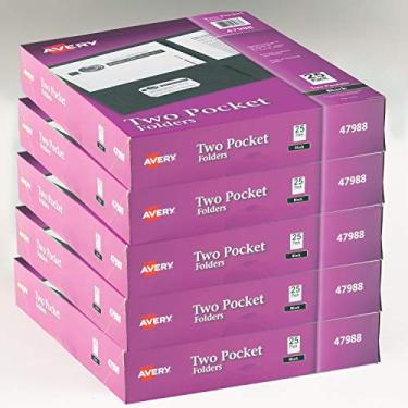 Imagem de Avery Duas pastas de bolso, tem capacidade para até 40 folhas, compartimento para cartão de visita, pacote com 125 pastas pretas (47988)