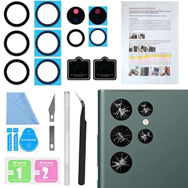 Imagem de 2 peças ASDAWN para Galaxy S22 Ultra Back Camera Lens Glass Substituição para S22 Ultra 6,8 polegadas Kit de reparo de lente de câmera de vidro traseiro, com filme de lente + manual de instalação + conjunto de ferramentas de reparo