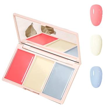 Imagem de Yajun Esmalte de unhas sólido de 3 cores, conjunto de paleta de sombra de olhos, primavera, verão, kit de manicure de beleza, pintura de unhas altamente pintada, 30 g, J, 10,7 * 6,3 cm