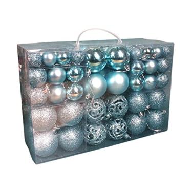 Imagem de menolana 100 Peças De Enfeites Decorativos De Bolas De Natal Para Festas De Fim De Ano Decoração de Festa em Casa Decoração Pingentes de Natal Enfeites para Árvore de Natal Azul claro