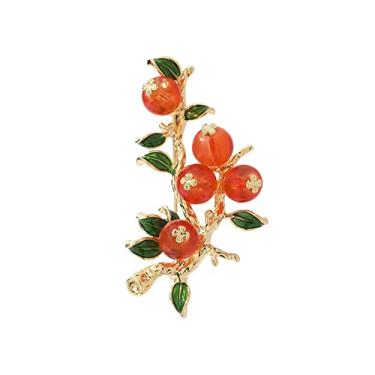 Imagem de KIZQYN Broche feminino adorável e interessante broche de caqui vintage broche de pedra artificial cachecol xale broche decorativo acessório de fantasia