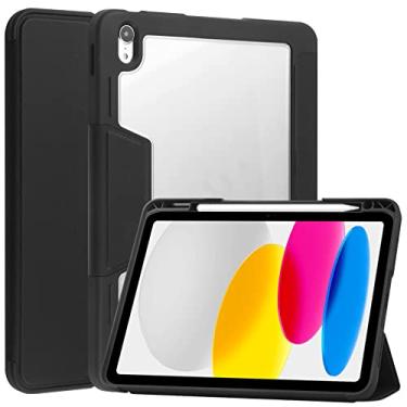 Imagem de Capa de proteção magnética de três dobras para iPad Air4/5, capa de acrílico com slot para caneta e função de despertar automático. Modelos aplicáveis: (A2591/A2589/A2072/A2316/A2324/A2325)