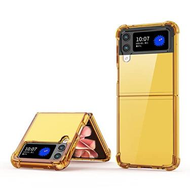 Imagem de Air-Bag Transparente TPU Fold Case para Samsung Galaxy Z Filp 4 3 5G Capa Fina Silicone Protect Phone Shell Soft Bumper, laranja, para Galaxy Z Flip 4
