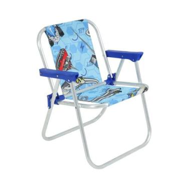 Imagem de Cadeira Menina Menino Alumínio De Praia Hot Wheels Azul - Belfix