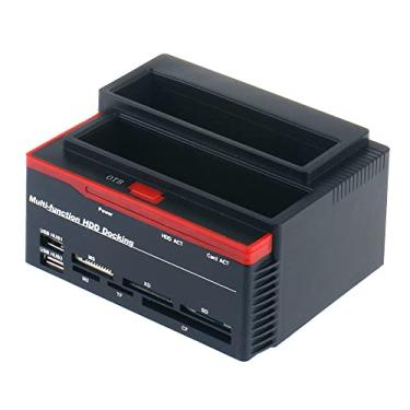 Imagem de Qudai Estação de Ancoragem para Disco Rígido USB 2.0 para HDD Externo SATA com Hub de 2 Portas, Função Clone Offline para SSD de 2,5 Polegadas e 3,5 Polegadas SATA I/II/II, Leitor de Cartões TF /
