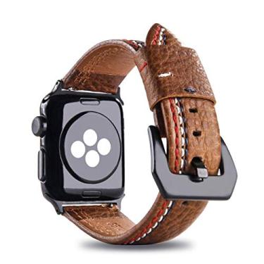 Imagem de Pulseira Couro Line LTIMPORTS, compativel com Apple Watch 42mm Series 11/10, 41mm Series 9/8/7, 40mm Series 6/5/4/SE e Apple Watch 38mm Series 3/2/1 (Marrom)