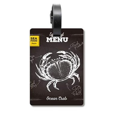 Imagem de Padrão de desenho de caranguejo com estampa de organismo marinho e etiqueta de bagagem, etiqueta para guardar cartão