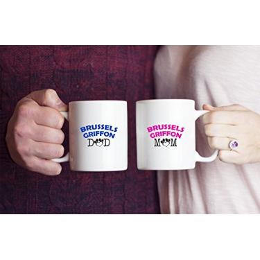 Imagem de Caneca divertida para casais Griffon de Bruxelas – pai Griffon de Bruxelas – Mãe Griffon de Bruxelas – Presentes apaixonados por Griffon – Ideia exclusiva de presentes de cerâmica (pai e mãe)