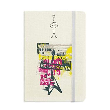 Imagem de Caderno de interrogação com estampa de instrumento musical rosa e amarelo A5