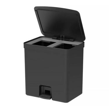 Imagem de Lixeira de Pedal Trium 20 Litros com Duplo Compartimento Preto LX4250 - Ou