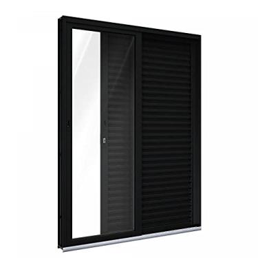 Imagem de Porta Balcão de Alumínio 215 x 150 x 14 cm Preto 3 Folhas Lucasa