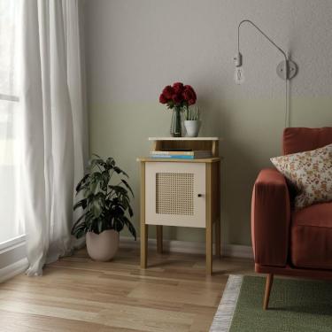 Imagem de Mesa Lateral Retangular Charlotte 1 PT Carvalho e Off White