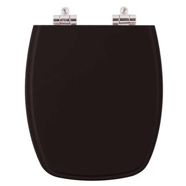 Imagem de Assento Sanitário Poliester Soft Close Primula Plus Preto para vaso Fiori 6lpf