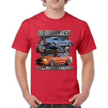Imagem de Camiseta masculina Shelby All American Cobra Mustang Muscle Car Racing GT 350 GT 500 Performance Powered by Ford, Vermelho, GG
