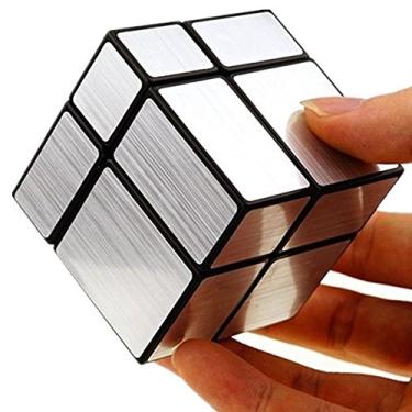 Imagem de Cuberspeed Corpo preto espelhado 2x2 com cubo mágico prateado e blocos prateados 2x2 cubo de velocidade 2x2
