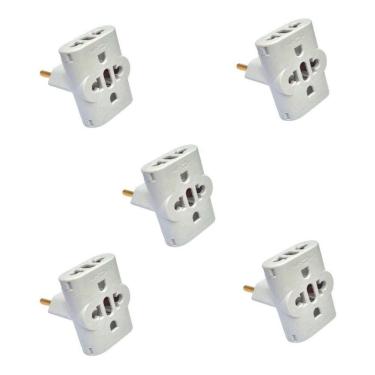 Imagem de Kit Com 5 Adaptador Pino Universal Tomada Benjamim T 10A/20A