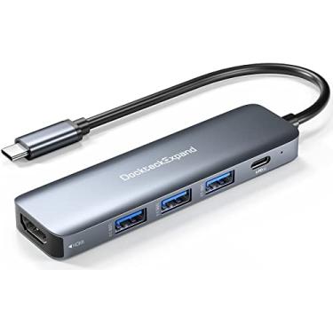 Imagem de Hub USB C, DockteckExpand Adaptador multiportas USB-C 5 em 1 com 4K HDMI, 100 W fornecimento de energia, 3 portas de dados USB 3.0 para MacBook Pro/Air, iPad Pro/Air/Mini 6 e mais