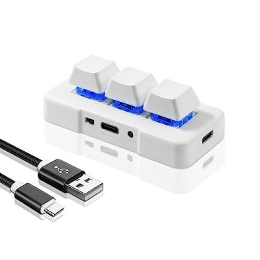 Imagem de PCsensor Mini teclado de 3 teclas USB tipo C com fio, teclado mecânico para jogos, programa personalizado com LED RGB para jogos, OSU e escritório, para PC