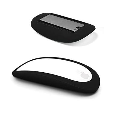Imagem de IRAINSUN Capa de silicone para mouse Apple Magic Mouse 1 e 2, à prova de quedas, à prova de poeira, capa ultrafina (preto)
