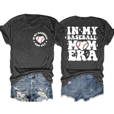 Imagem de Camisetas de beisebol Mom Women in My Baseball Mom Era, camisetas engraçadas de beisebol com estampa de mamãe, Beisebol cinza 2, M